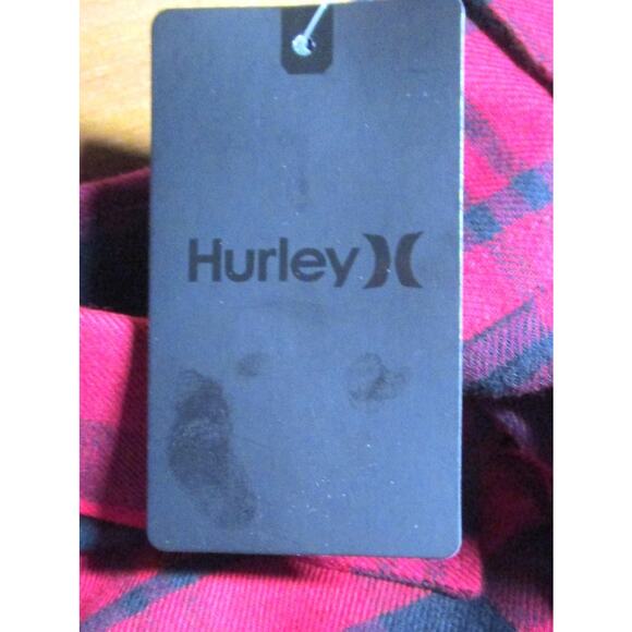 Hurley Boy's Flannel Plaid Button Down Shirt Size Medium (10/12) Red and Black - Picture 8 of 8